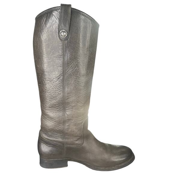 Frye Women’s Melissa Button Gray Leather Lug Sole Riding Boot Size US 9 - Picture 4 of 9